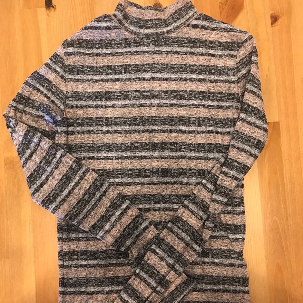 Turtle Neck Striped Long Sleeve